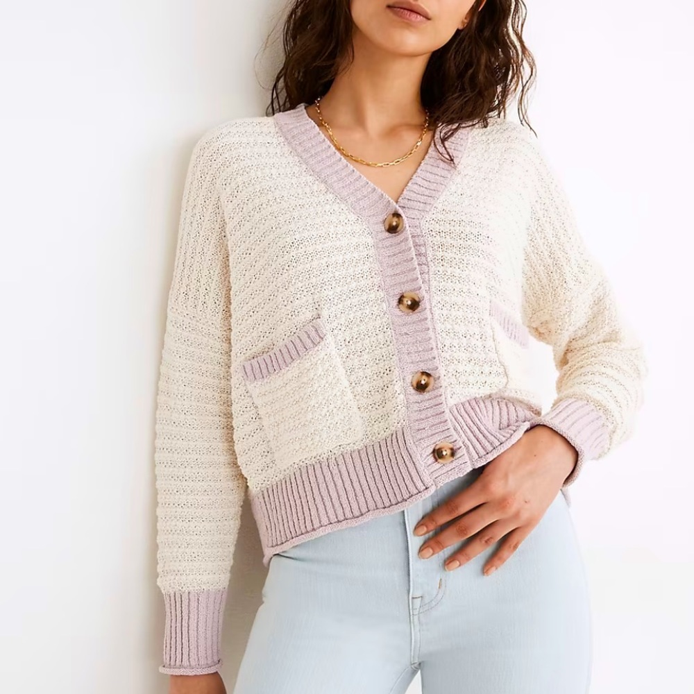 MADEWELL seabrook cardigan sweater in colorblock XXS